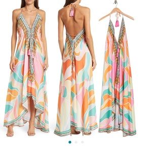 Ranees printed halter dress
